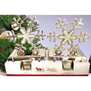 Sleigh Hill Christmas Stocking Hangers Set of 2 Holders Snowflakes Rhinestones